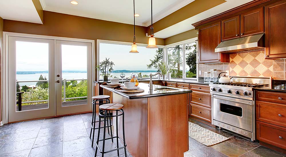 kitchen overlooking the water